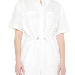 White Short-Sleeve Jumpsuit
